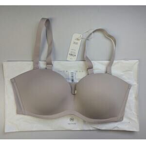 NWT Neiwai Essential Support Bandeau Bra 36B Grey Pebble Convertible Adjustable